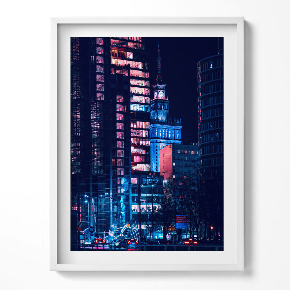 Keretezett kép Varsó éjszaka