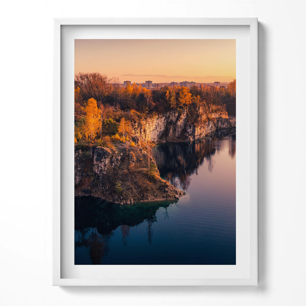 Kép keretben Krakkó Zakrzówek-tó ősszel