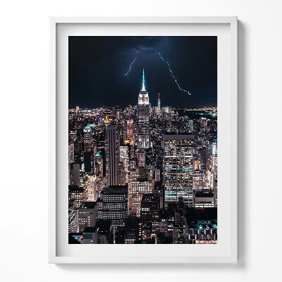 Kép keretben New York felhőkarcolók éjszaka