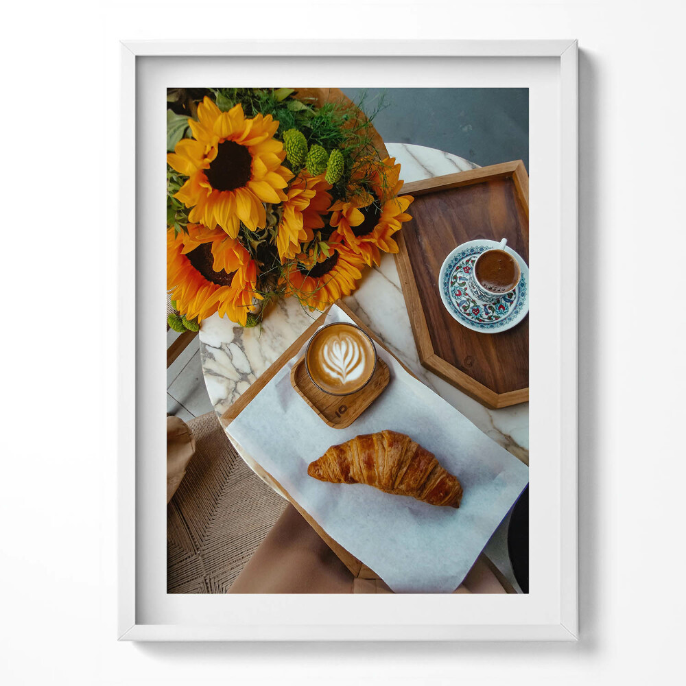 Keretezett kép Francia croissant és kávé