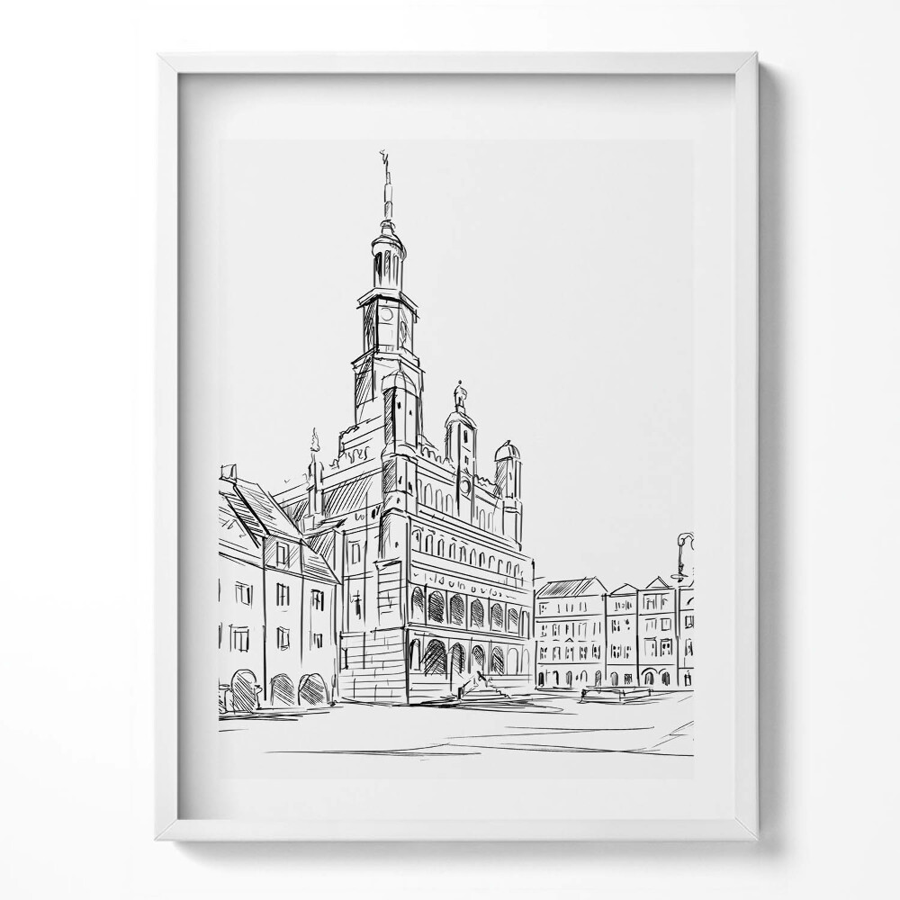 Keretezett kép Poznan vázlata egy régi városról