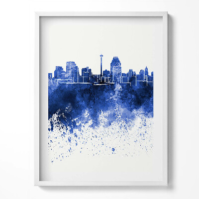 Keretezett kép San Antonio panorámája akvarell