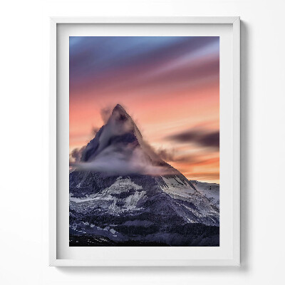 Kép keretben Magányos hegy naplementében