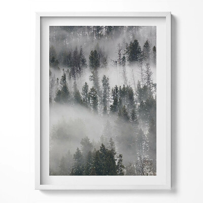 Kép keretben Folyó egy erdőben télen