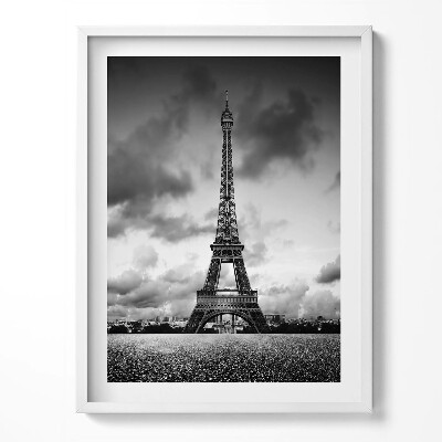 Keretezett kép Fekete-fehér franciaországi táj az Eiffel-toronnyal