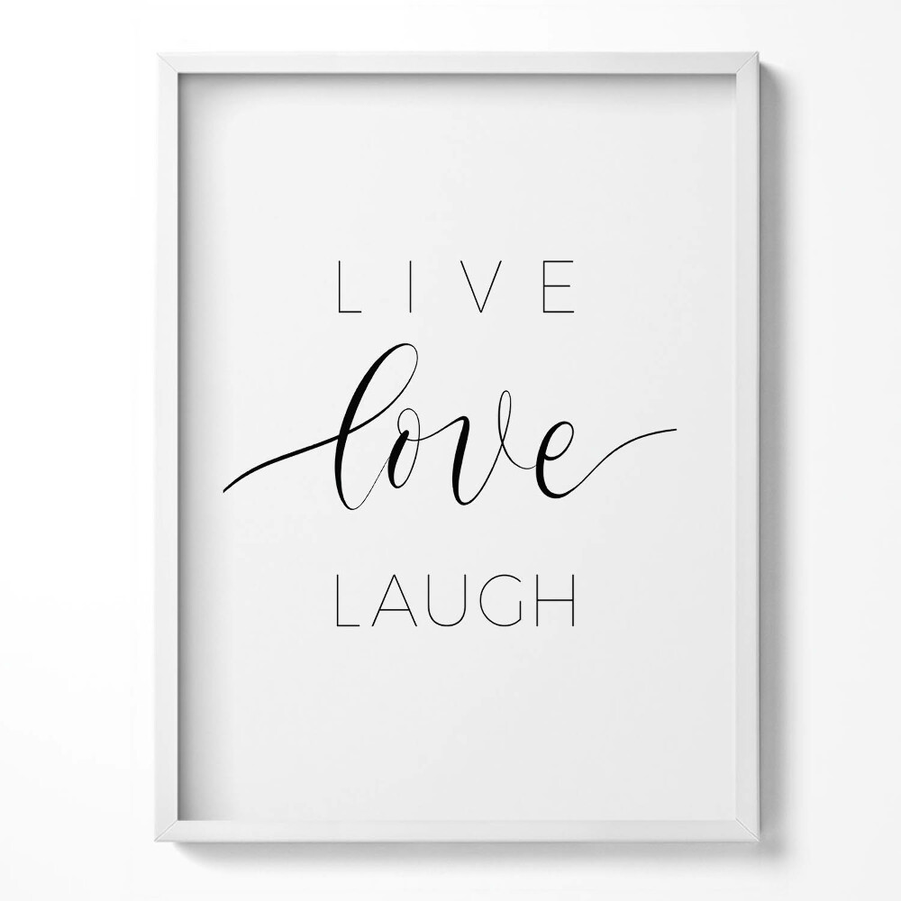 Keretezett kép Felirat a lakáshoz "Live love laugh" (Élj szerelem nevess)
