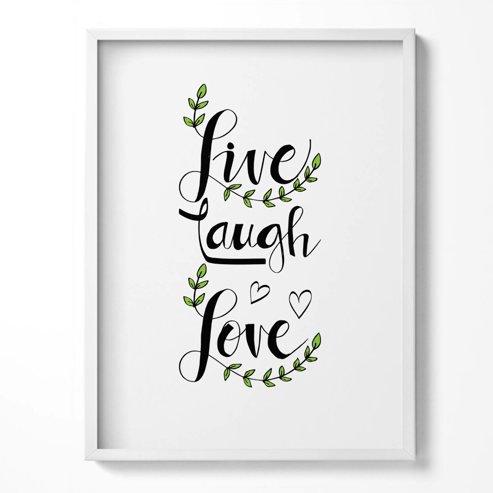 Kép keretben Dekoratív otthon felirat "Live laugh love"