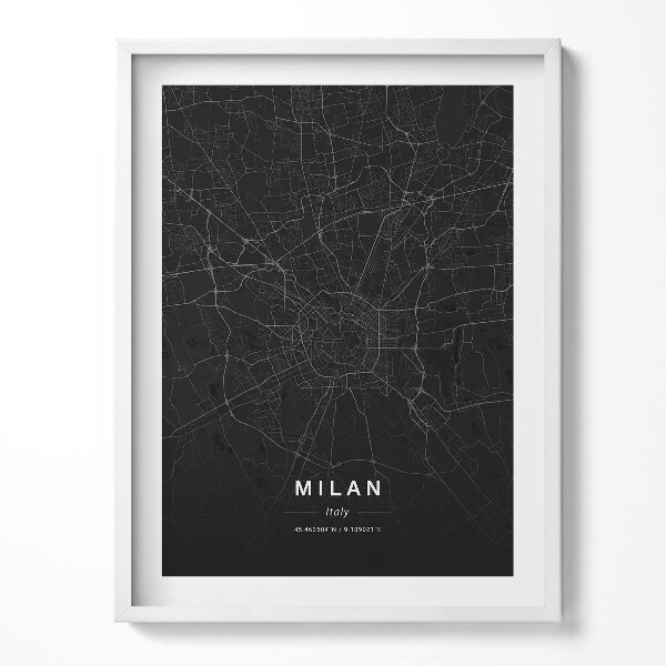 Kép keretben Várostérkép Milánó Olaszország