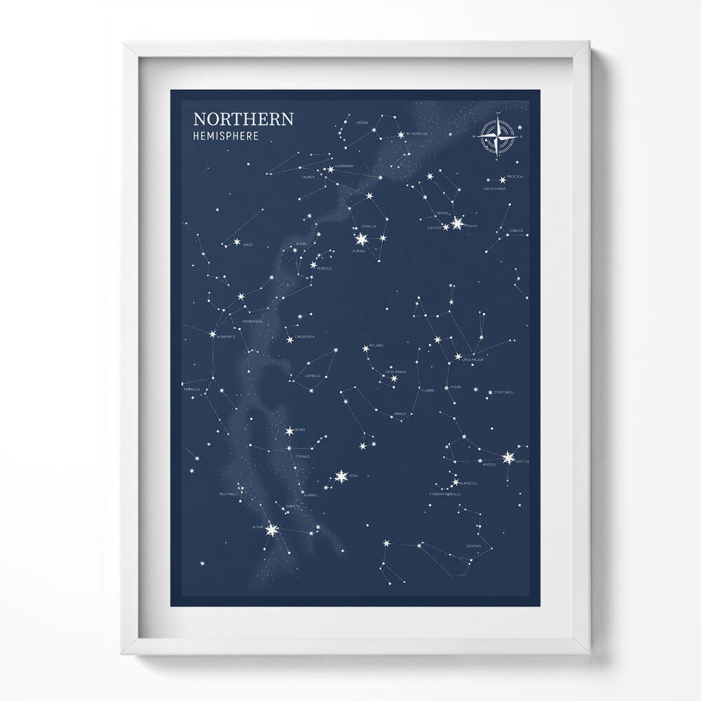 Keretezett kép Illusztráció csillagképekről az északi félteke égboltján