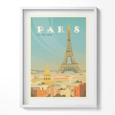 Kép keretben Párizs és az Eiffel-torony illusztrációja