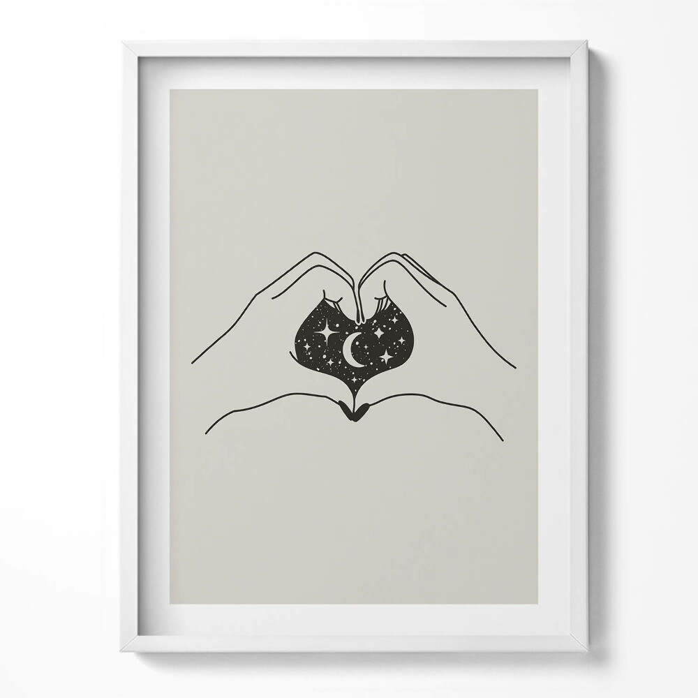 Keretezett kép Pálma és kozmosz szíve - illusztráció