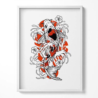 Keretezett kép Koi halak illusztrációja japán stílusban