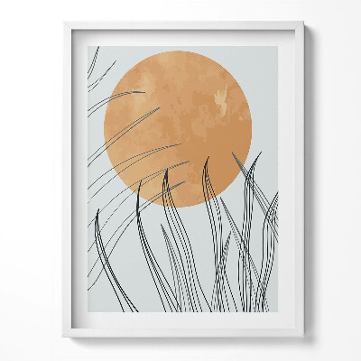 Kép keretben Minimalista növények és a nap boho stílusban