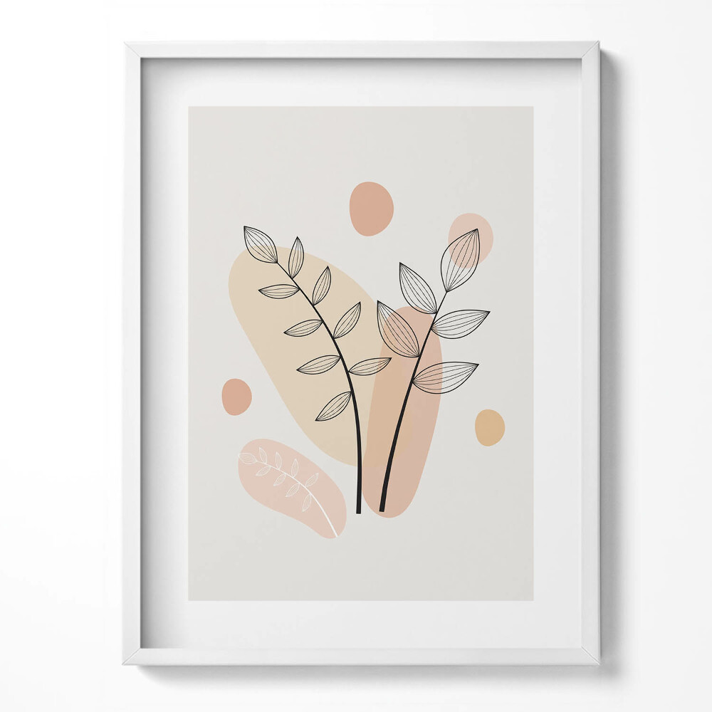 Keretezett kép Boho absztrakt növények