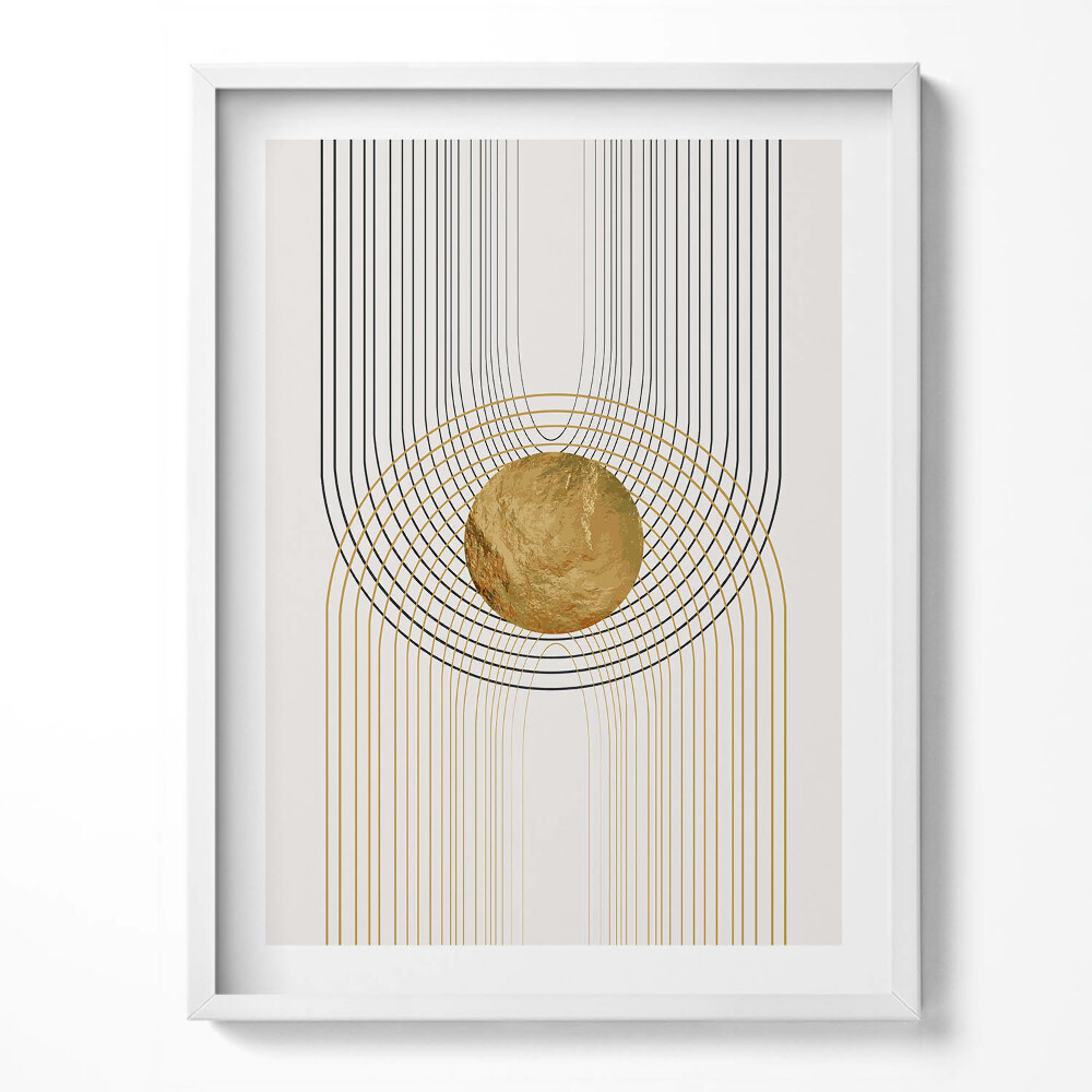 Keretezett kép Boho absztrakt minimalista formák arannyal