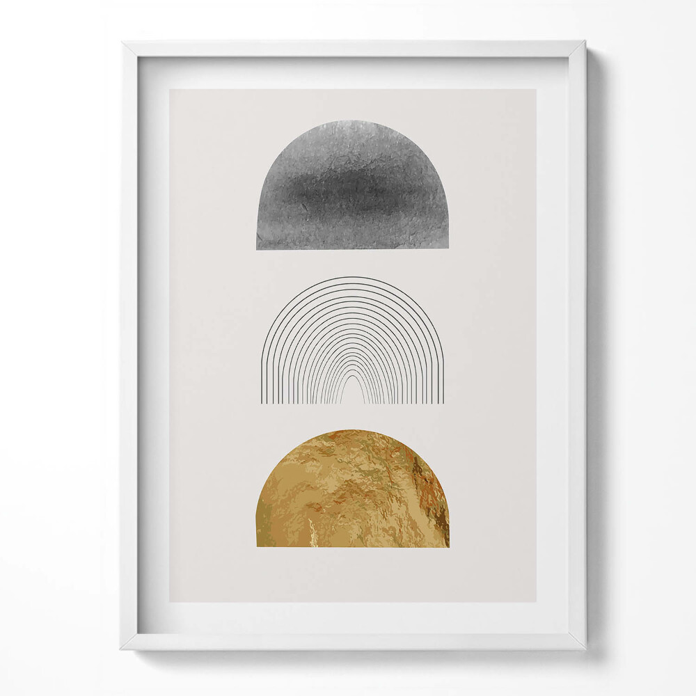 Kép keretben Boho absztrakt minimalista formák arannyal