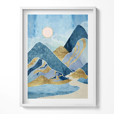 Keretezett kép Absztrakt tájkép hegyekkel és a nappal