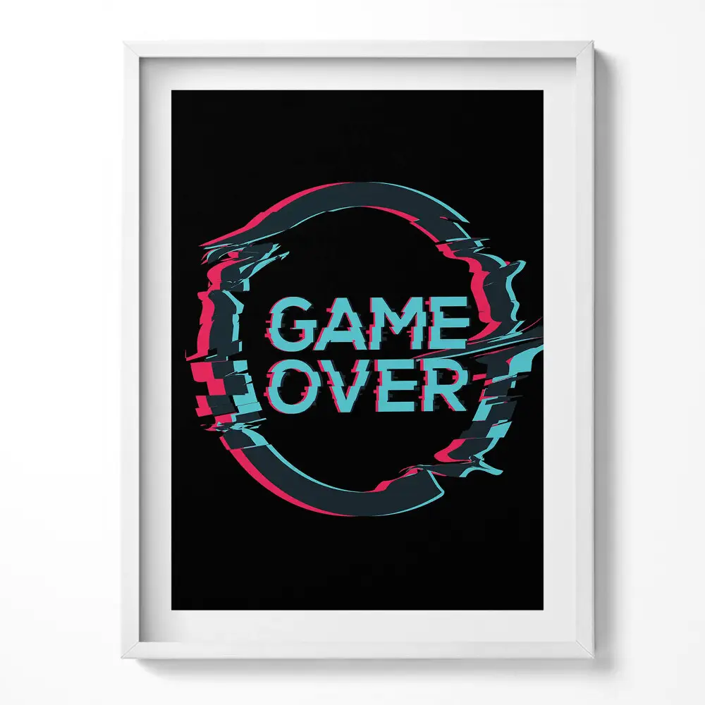Kép keretben "Game over" felirat egy játékosnak