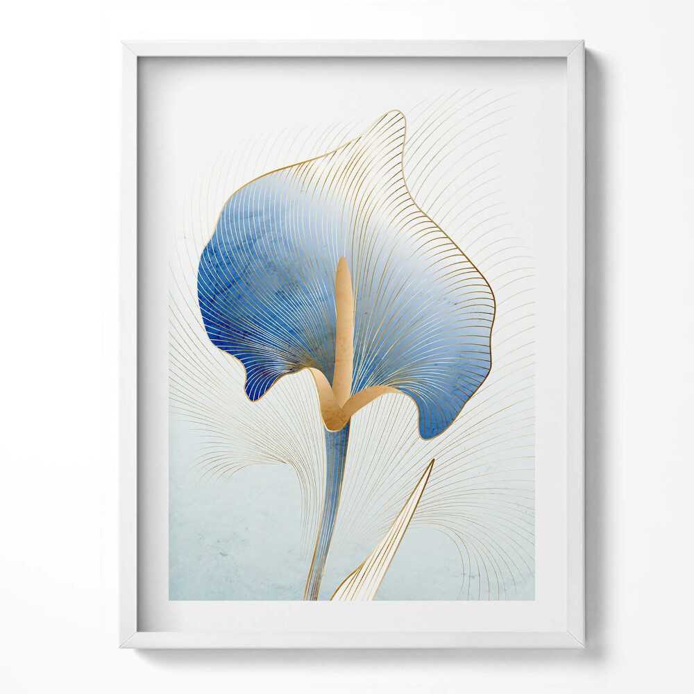 Keretezett kép Virágok illusztrációja arannyal