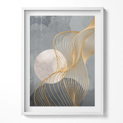 Kép keretben Absztrakt holdillusztráció arannyal