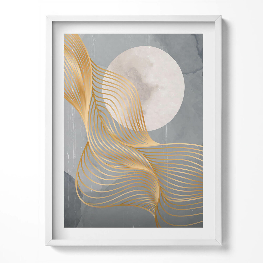 Keretezett kép Absztrakt holdillusztráció arannyal