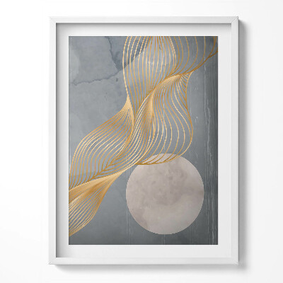 Kép keretben Absztrakt holdillusztráció arannyal