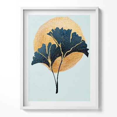 Keretezett kép Ginkgo levelek illusztrációja arany napfénnyel