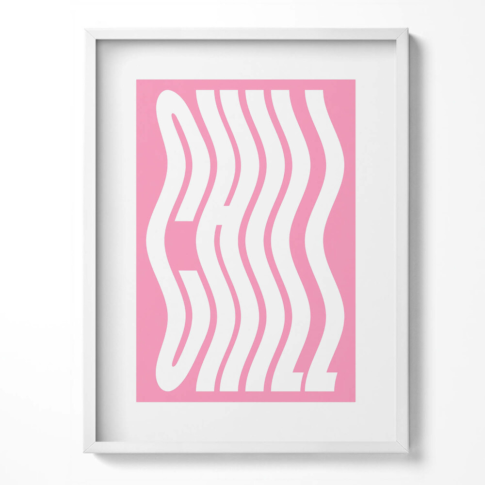 Keretezett kép Hullámos betűkkel "Chill"