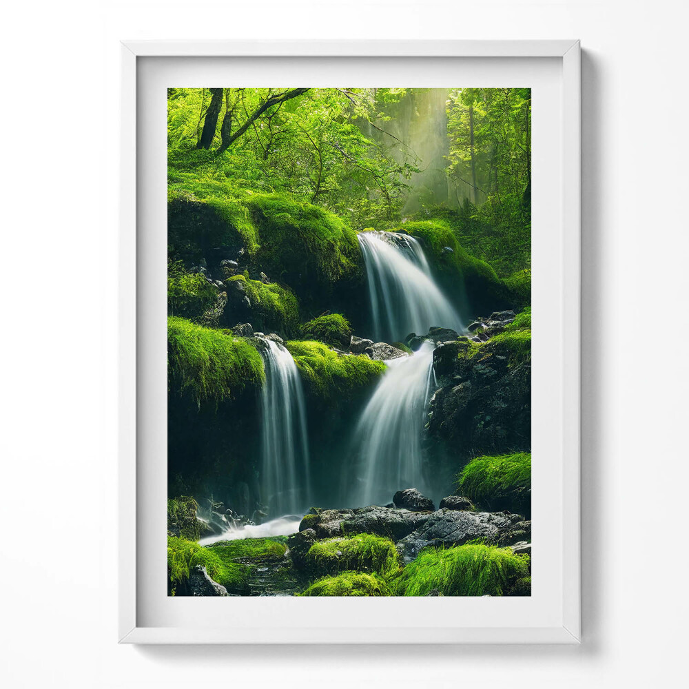 Keretezett kép Vízesés az erdő közepén