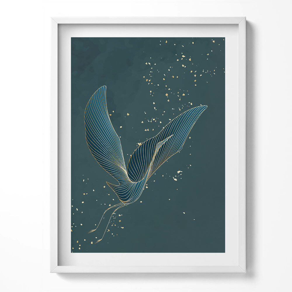 Keretezett kép Daru absztrakt aranyban