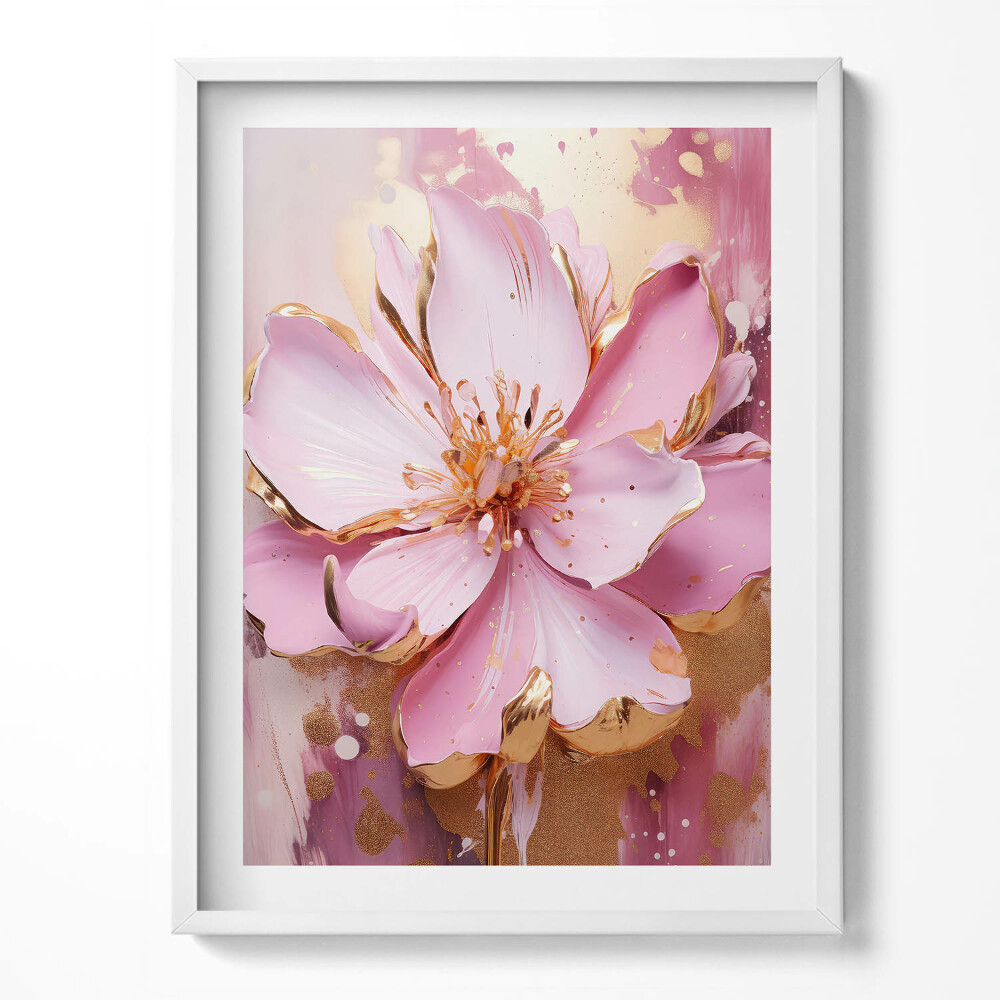 Kép keretben Romantikus festett virág aranyban arany