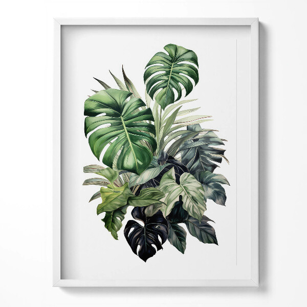 Kép keretben Festett monstera levelek