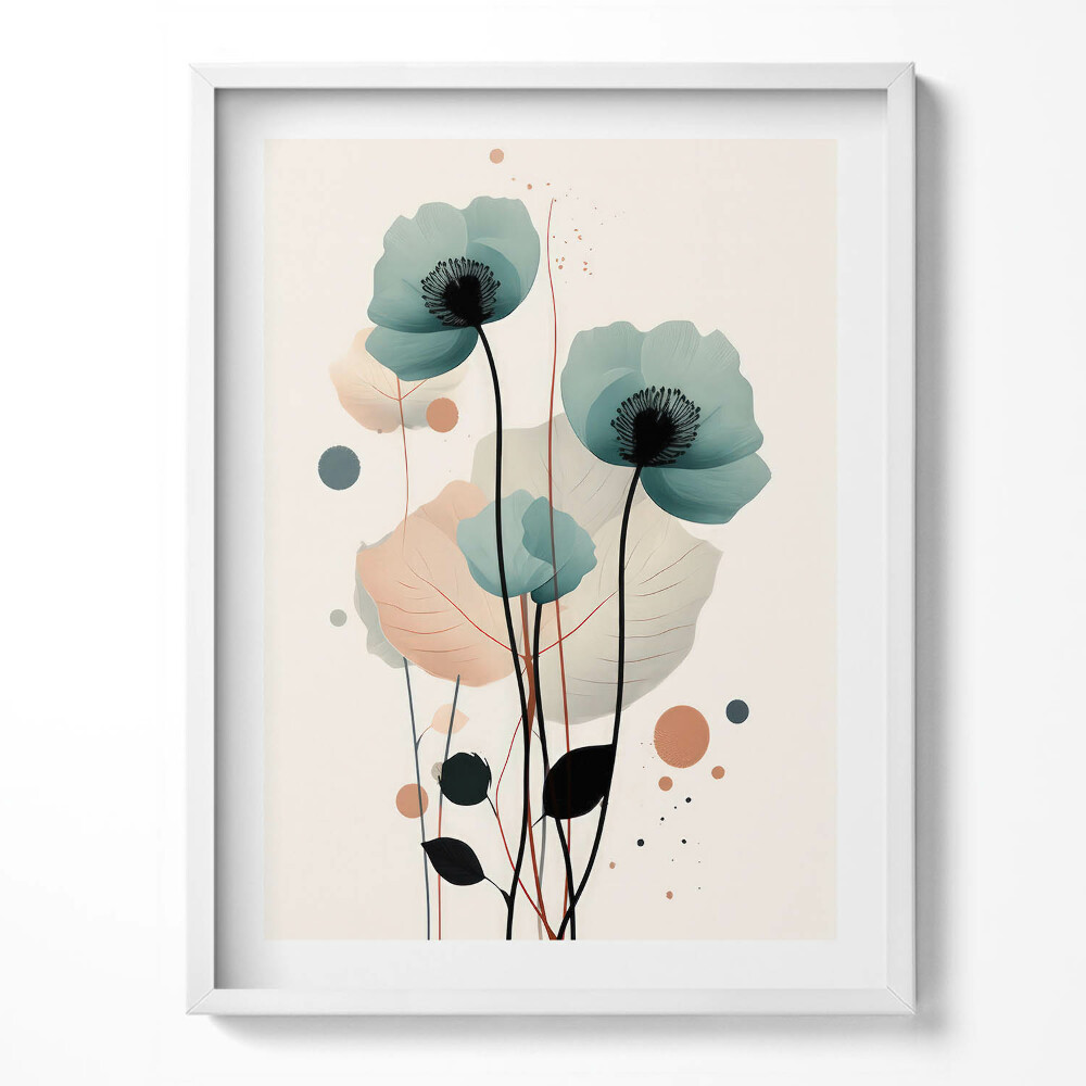 Keretezett kép Akvarell mákvirágok