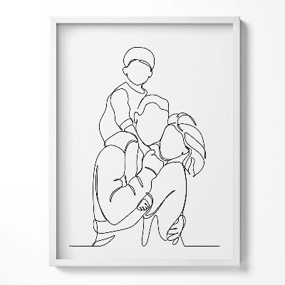 Kép keretben Vonal- art egy boldog család egy gyerekkel