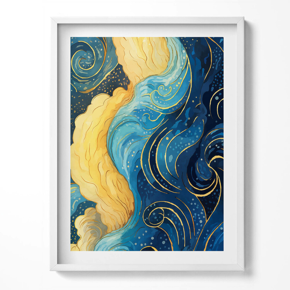 Keretezett kép Felhő-absztrakció arannyal