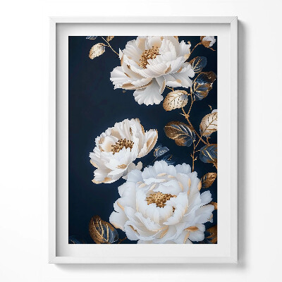 Kép keretben Gyönyörű fehér virágok glamour stílusban