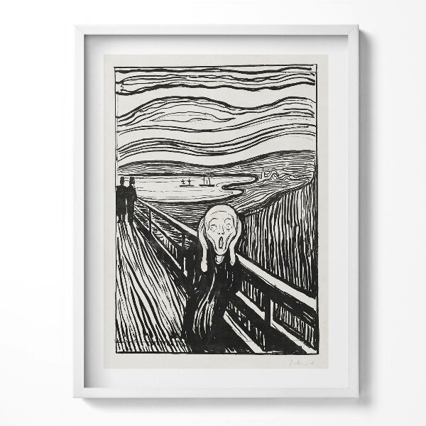 Kép keretben Edward Munch "A sikoly" című művének vázlata
