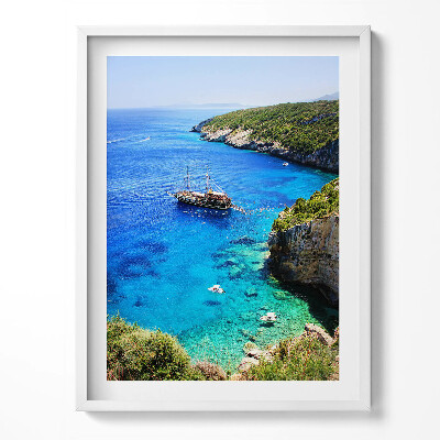 Kép keretben Hajós táj a tengeren és a parton