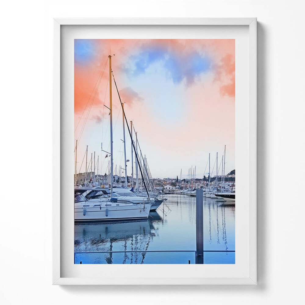 Keretezett kép Tájkép hajókkal a tavon