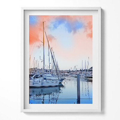 Keretezett kép Tájkép hajókkal a tavon