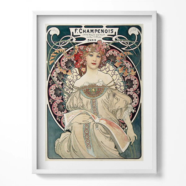 Kép keretben Egy nő illusztrációja - Alphonse Mucha