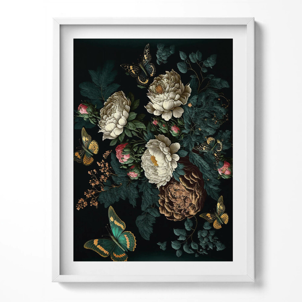 Keretezett kép Botanikus virágminta