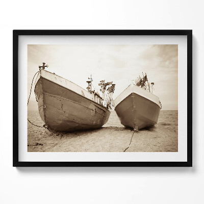 Kép keretben Két régi hajó a parton