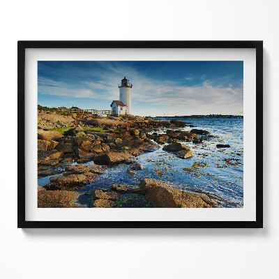 Kép keretben Fénytorony sziklás parton