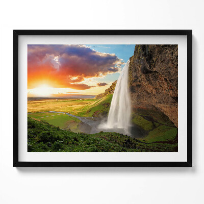 Kép keretben Vízesés naplementében
