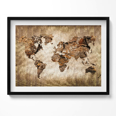 Kép keretben Koptatott világ térkép