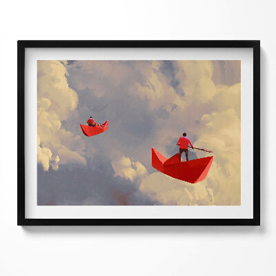 Kép keretben Vörös csónakban evező figura