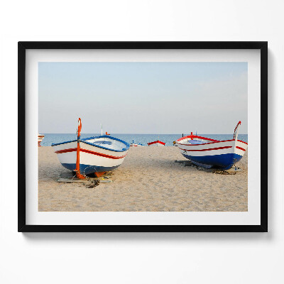 Kép keretben Hajó a tengerparton