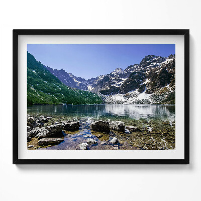 Kép keretben Hegyek és tükörsimára lapított tó