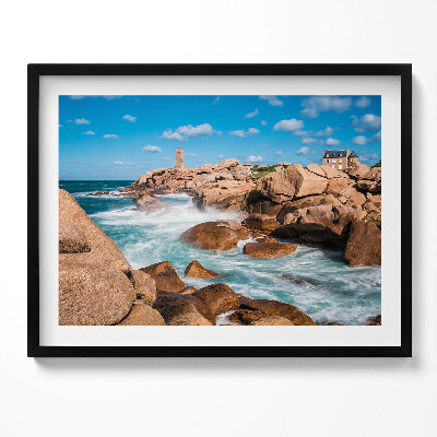 Kép keretben Tengerparti világítótorony sziklák között